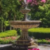 Casa Padrino Barock Springbrunnen Braun Ø 150 x H. 190 cm - Prunkvoller Gartenbrunnen