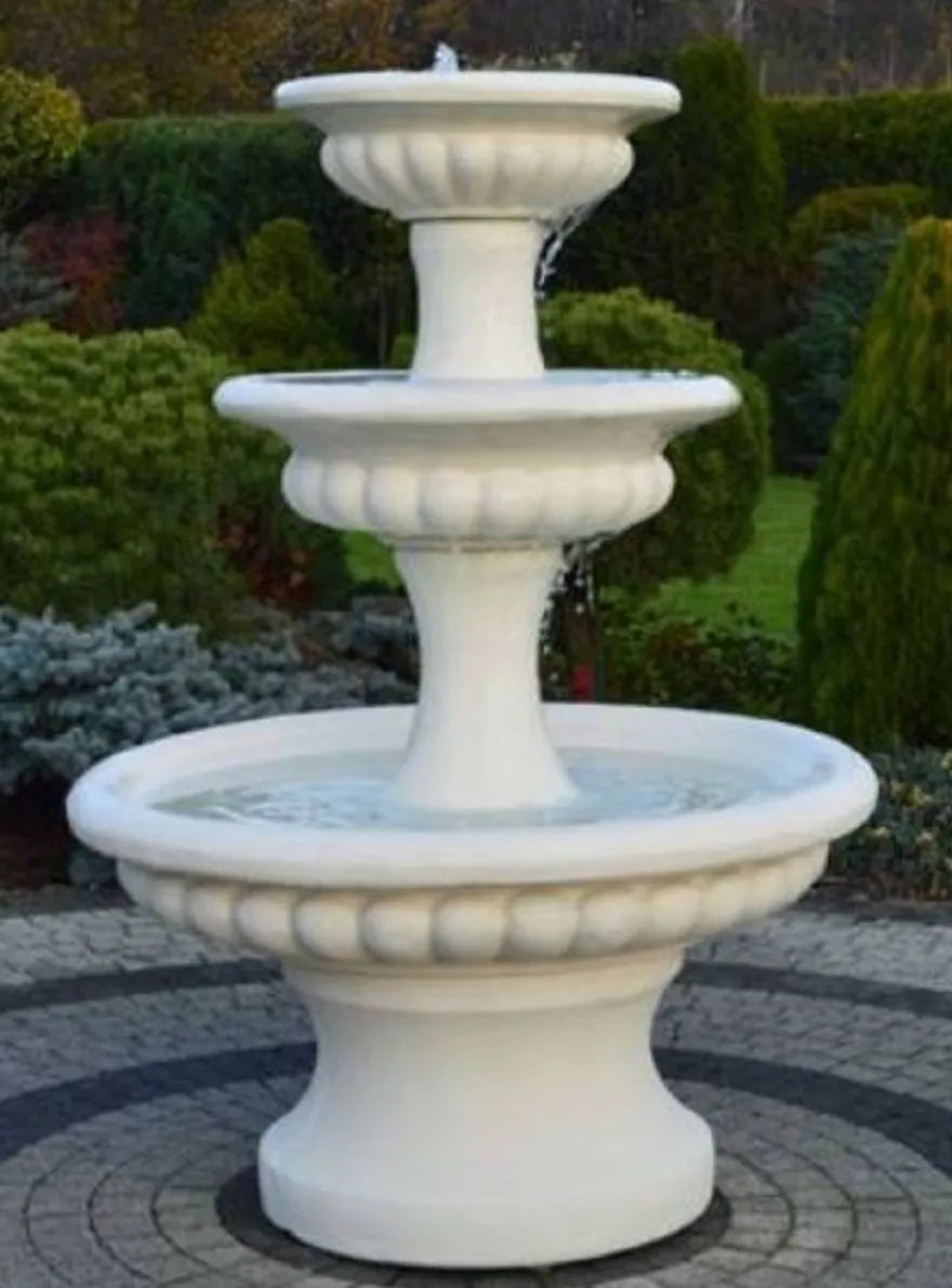 Casa Padrino Barock Springbrunnen Weiß Ø 120 x H. 171 cm - Prunkvoller Gartenbrunnen - Gartendeko Brunnen - Barock & Jugendstil Garten Deko Accessoires