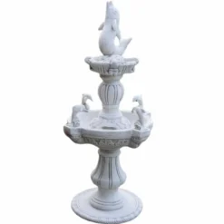Casa Padrino Barock Springbrunnen Delphine Weiß / Grau Ø 80 x H. 170 cm