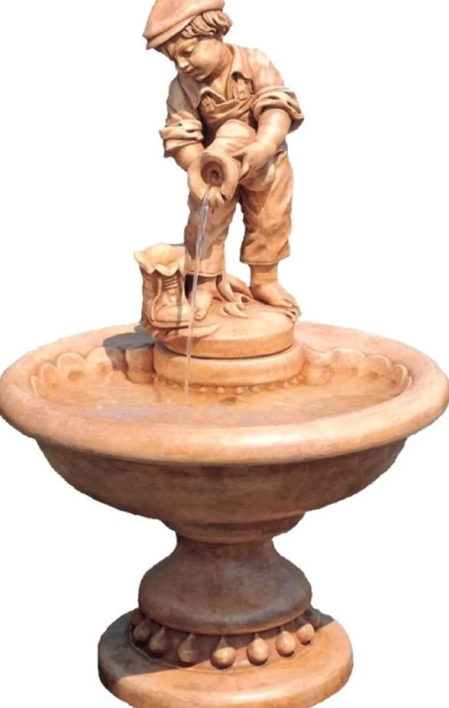 Casa Padrino Barock Springbrunnen Junge Beige Ø 70 x H. 113 cm