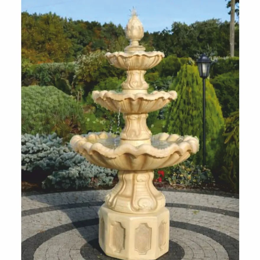 Casa Padrino Barock Springbrunnen Beige Ø 89 x H. 172 cm - Prunkvoller Gartenbrunnen