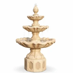 Casa Padrino Barock Springbrunnen Beige Ø 89 x H. 172 cm - Prunkvoller Gartenbrunnen