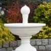 Casa Padrino Barock Springbrunnen Weiß Ø 102 x H. 151 cm - Prunkvoller Gartenbrunnen im Barockstil - Runder Gartendeko Stein Brunnen - Barock Garten Deko Accessoires