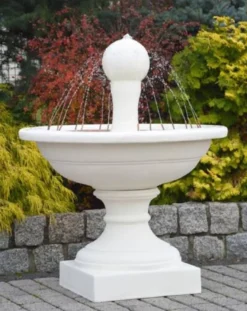 Casa Padrino Barock Springbrunnen Weiß Ø 102 x H. 151 cm - Prunkvoller Gartenbrunnen im Barockstil - Runder Gartendeko Stein Brunnen - Barock Garten Deko Accessoires