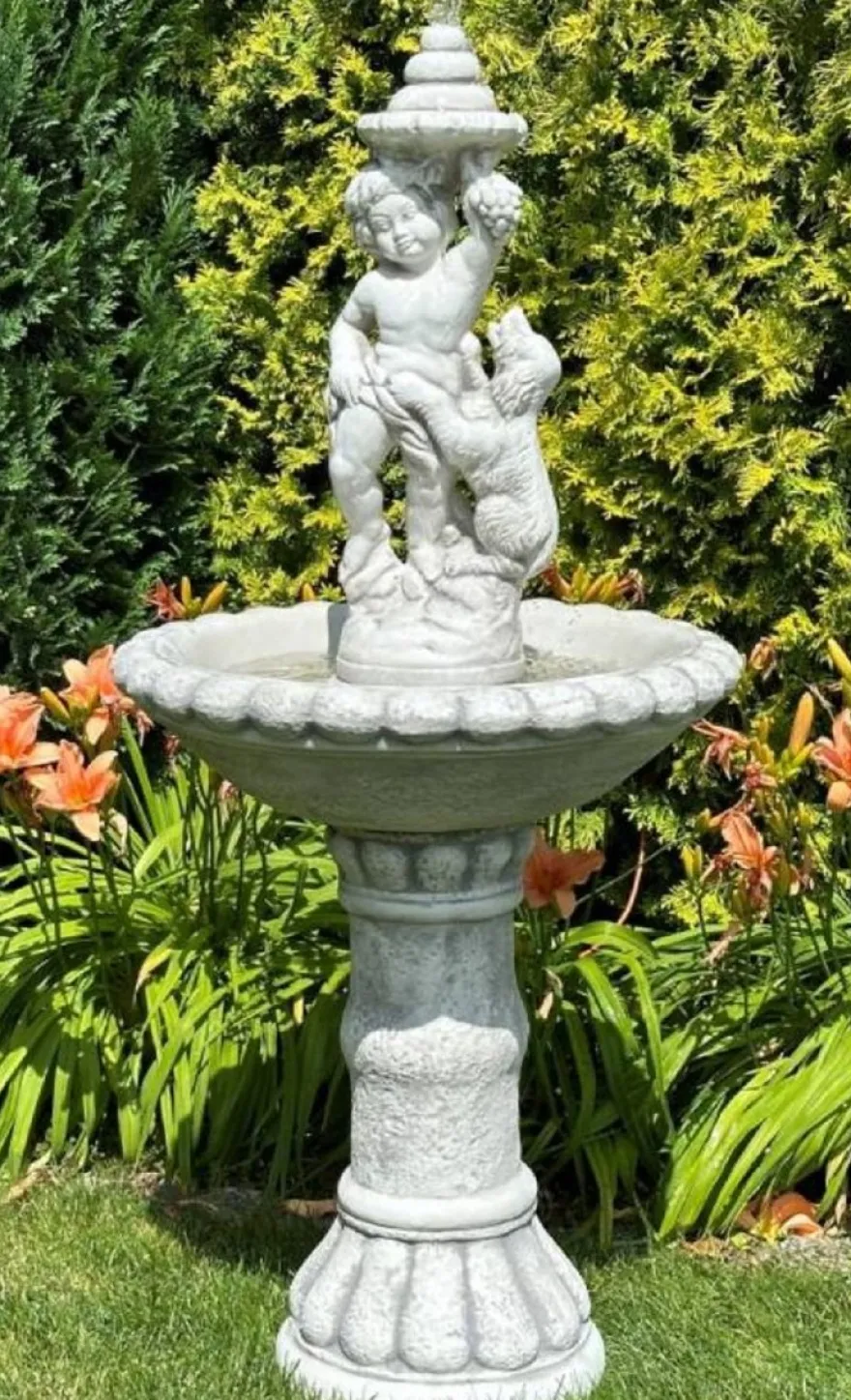 Casa Padrino Barock Springbrunnen Grau Ø 63 x H. 137 cm