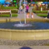 Casa Padrino Barock Springbrunnen Umrandung Beige Ø 600 x H. 50 cm - Runde Gartenbrunnen Umrandung - Brunnen Umrandung - Prunkvolle Gartendeko im Barockstil