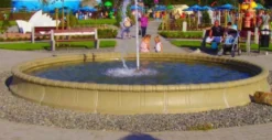 Casa Padrino Barock Springbrunnen Umrandung Beige Ø 600 x H. 50 cm - Runde Gartenbrunnen Umrandung - Brunnen Umrandung - Prunkvolle Gartendeko im Barockstil