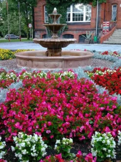 Casa Padrino Barock Springbrunnen Umrandung Braun Ø 265 x H. 40 cm - Runde Gartenbrunnen Umrandung - Brunnen Umrandung - Prunkvolle Gartendeko im Barockstil