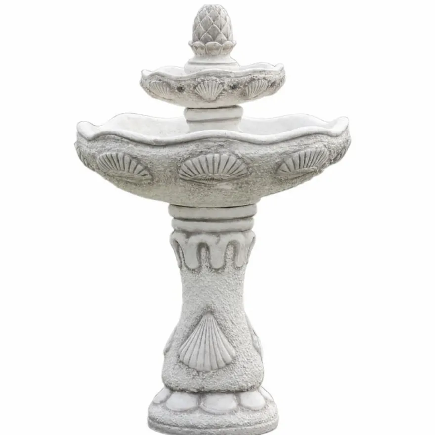 Casa Padrino Barock Springbrunnen Grau Ø 57 x H. 100 cm - Prunkvoller Gartenbrunnen - Barockstil Garten & Terrassen Deko