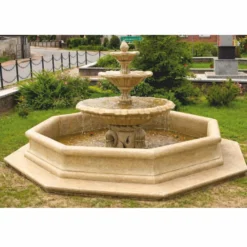 Casa Padrino Barock Springbrunnen Beige Ø 350 x H. 180 cm - Barockstil Garten Deko