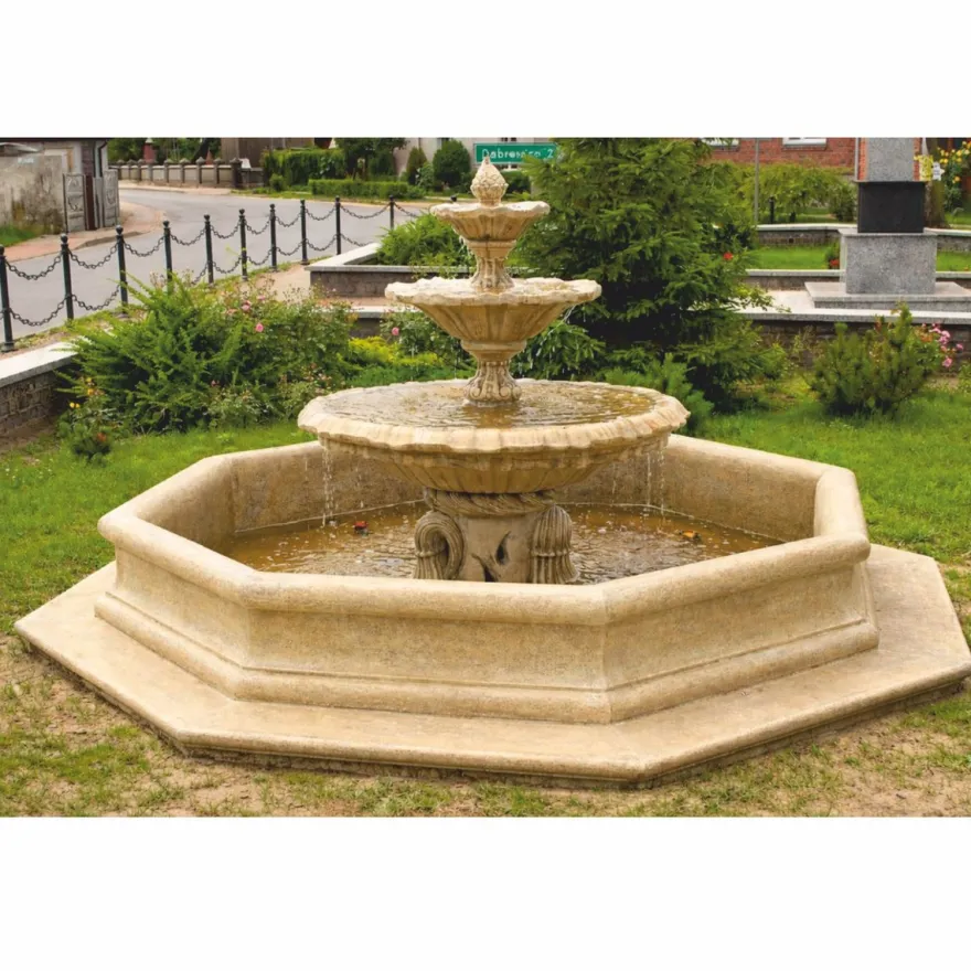 Casa Padrino Barock Springbrunnen Beige Ø 350 x H. 180 cm - Barockstil Garten Deko