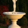 Casa Padrino Barock Springbrunnen Sandfarben Ø 102 x H. 146 cm - Prunkvoller Gartenbrunnen im Barockstil - Runder Gartendeko Stein Brunnen - Barock Garten Deko Accessoires