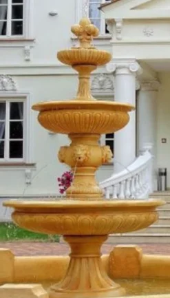 Casa Padrino Barock Springbrunnen Beige Ø 150 x H. 280 cm - Prunkvoller Gartenbrunnen - Gartendeko Brunnen - Barock Garten Deko Accessoires