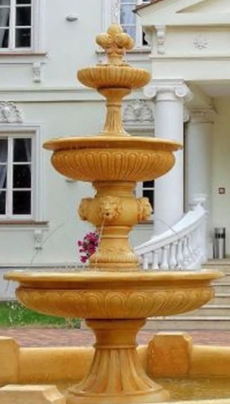Casa Padrino Barock Springbrunnen Beige Ø 150 x H. 280 cm - Prunkvoller Gartenbrunnen - Gartendeko Brunnen - Barock Garten Deko Accessoires