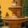 Casa Padrino Barock Springbrunnen Beige Ø 114 x H. 185 cm - Prunkvoller Gartenbrunnen - Gartendeko Brunnen - Barock Garten Deko Accessoires
