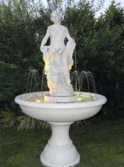 Casa Padrino Barock Springbrunnen Weiß Ø 102 x H. 178 cm - Runder Gartenbrunnen - Made in Italy