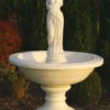 Casa Padrino Barock Springbrunnen Sandfarben Ø 102 x H. 171 cm - Prunkvoller Gartenbrunnen im Barockstil - Runder Gartendeko Stein Brunnen - Barock Garten Deko Accessoires