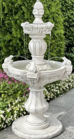 Casa Padrino Barock Springbrunnen Grau Ø 80 x H. 147 cm