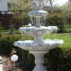 Casa Padrino Barock Springbrunnen mit 2 dekorativen Tauben Grau Ø 129 x H. 195 cm - Prunkvoller Gartenbrunnen im Barockstil - Runder Gartendeko Stein Brunnen - Barock Garten Deko Accessoires