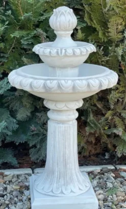 Casa Padrino Barock Springbrunnen Weiß / Grau Ø 51 x H. 91 cm