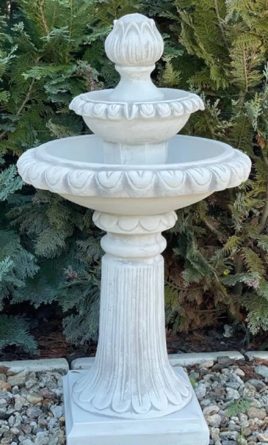 Casa Padrino Barock Springbrunnen Weiß / Grau Ø 51 x H. 91 cm