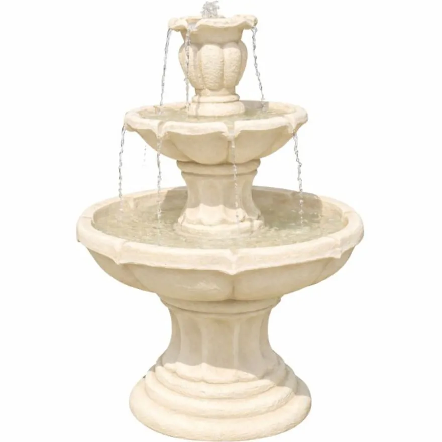 Casa Padrino Barock Springbrunnen Sandfarben Ø 65 x H. 100 cm - Garten Deko