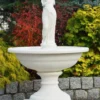 Casa Padrino Barock Springbrunnen Weiß Ø 102 x H. 171 cm - Prunkvoller Gartenbrunnen im Barockstil - Runder Gartendeko Stein Brunnen - Barock Garten Deko Accessoires