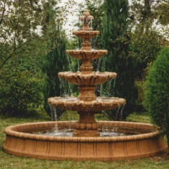 Casa Padrino Barock Springbrunnen Umrandung Braun Ø 280 x H. 35 cm