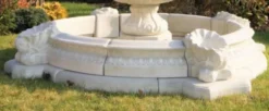 Casa Padrino Barock Springbrunnen Umrandung Weiß Ø 270 x H. 44 cm - Prunkvolle Gartenbrunnen Umrandung - Brunnen Umrandung - Prunkvolle Gartendeko im Barockstil