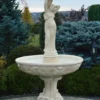 Casa Padrino Barock Springbrunnen Sandfarben Ø 110 x H. 180 cm - Prunkvoller Gartenbrunnen im Barockstil - Runder Gartendeko Stein Brunnen - Barock Garten Deko Accessoires