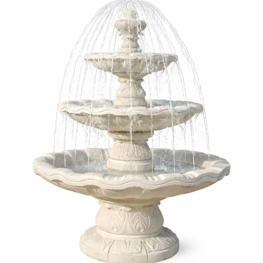 Casa Padrino Barock Springbrunnen Creme Ø 125 x H. 180 cm - Prunkvoller Gartenbrunnen