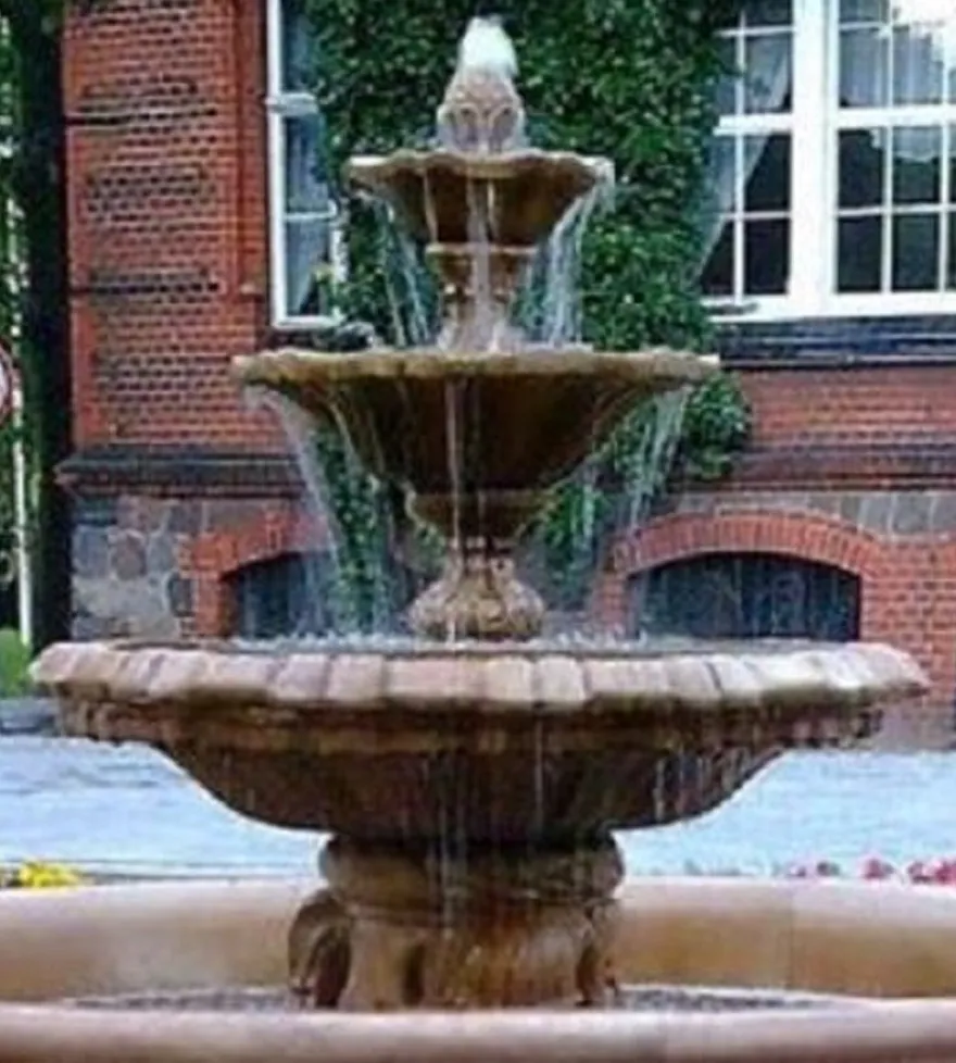 Casa Padrino Barock Springbrunnen Braun Ø 145 x H. 180 cm - Gartenbrunnen - Gartendeko Brunnen - Prunkvolle Barock Garten Deko Accessoires