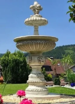 Casa Padrino Barock Springbrunnen Grau Ø 95 x H. 215 cm - Made in Italy