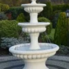 Casa Padrino Barock Springbrunnen Weiß Ø 120 x H. 205 cm - Prunkvoller Gartenbrunnen im Barockstil - Runder Gartendeko Stein Brunnen - Barock Garten Deko Accessoires