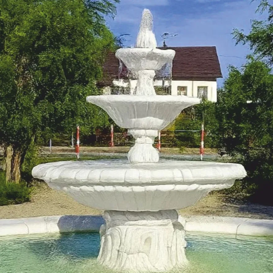 Casa Padrino Barock Springbrunnen mit Umrandung Weiß Ø 465 x H. 180 cm - Garten Deko Brunnen