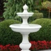 Casa Padrino Barock Springbrunnen Weiß Ø 100 x H. 160 cm - Runder Gartenbrunnen im Barockstil - Runder Gartendeko Stein Brunnen - Barock Garten Deko Accessoires