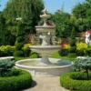 Casa Padrino Barock Springbrunnen Umrandung Weiß Ø 265 x H. 40 cm - Runde Gartenbrunnen Umrandung - Brunnen Umrandung - Prunkvolle Gartendeko im Barockstil