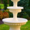 Casa Padrino Barock Springbrunnen Sandfarben Ø 120 x H. 171 cm - Prunkvoller Gartenbrunnen - Gartendeko Brunnen - Barock & Jugendstil Garten Deko Accessoires