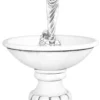 Casa Padrino Barock Springbrunnen Dame Grau Ø 90 x H. 140 cm - Runder Gartenbrunnen im Barockstil - Runder Gartendeko Stein Brunnen - Barock Garten Deko Accessoires