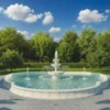 Casa Padrino Barock Springbrunnen Umrandung Weiß / Grau 950 x 900 cm - Prunkvolle Barock Garten Deko - Barockstil Garten Accessoires
