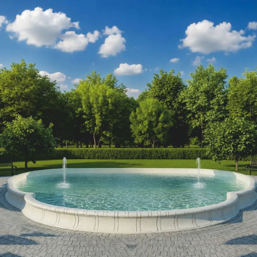 Casa Padrino Barock Springbrunnen Umrandung Weiß / Grau 950 x 900 cm - Prunkvolle Barock Garten Deko - Barockstil Garten Accessoires