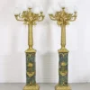 Casa Padrino Barock Stand Kronleuchter Set mit Marmor Säulen, Schwarz-Grün / Gold, Höhe 200 cm