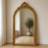Casa Padrino Barock Standspiegel Gold 115 x H. 215 cm - mit Muschel Bekrönung - Handgefertigter Antik Stil Ganzkörperspiegel - Garderoben Spiegel - Schlafzimmer Spiegel - Barock Möbel