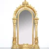 Casa Padrino Barock Standspiegel Gold 140 x H. 250 cm - mit Säulen und Krone - Handgefertigter Antik Stil Ganzkörperspiegel - Garderoben Spiegel - Schlafzimmer Spiegel - Barock Möbel