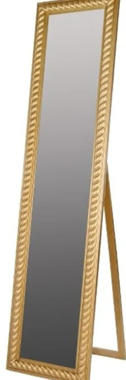 Casa Padrino Barock Standspiegel Gold mit wunderschönem antik-goldenem Kordelrahmen H. 180 cm - Handgefertigt