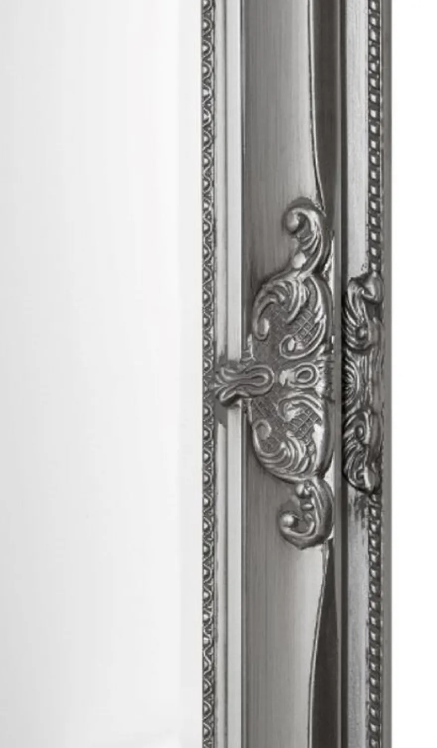 Casa Padrino Barock Standspiegel Silber 50 x H. 180 cm - Handgefertigter Spiegel mit Holzrahmen & wunderschönen Verzierungen