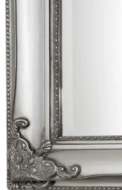Casa Padrino Barock Standspiegel Silber 50 x H. 180 cm - Handgefertigter Spiegel mit Holzrahmen & wunderschönen Verzierungen