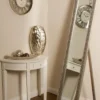 Casa Padrino Barock Standspiegel / Wandspiegel Silber 45 x H. 180 cm - Handgefertigter Spiegel mit Holzrahmen & wunderschönen Verzierungen