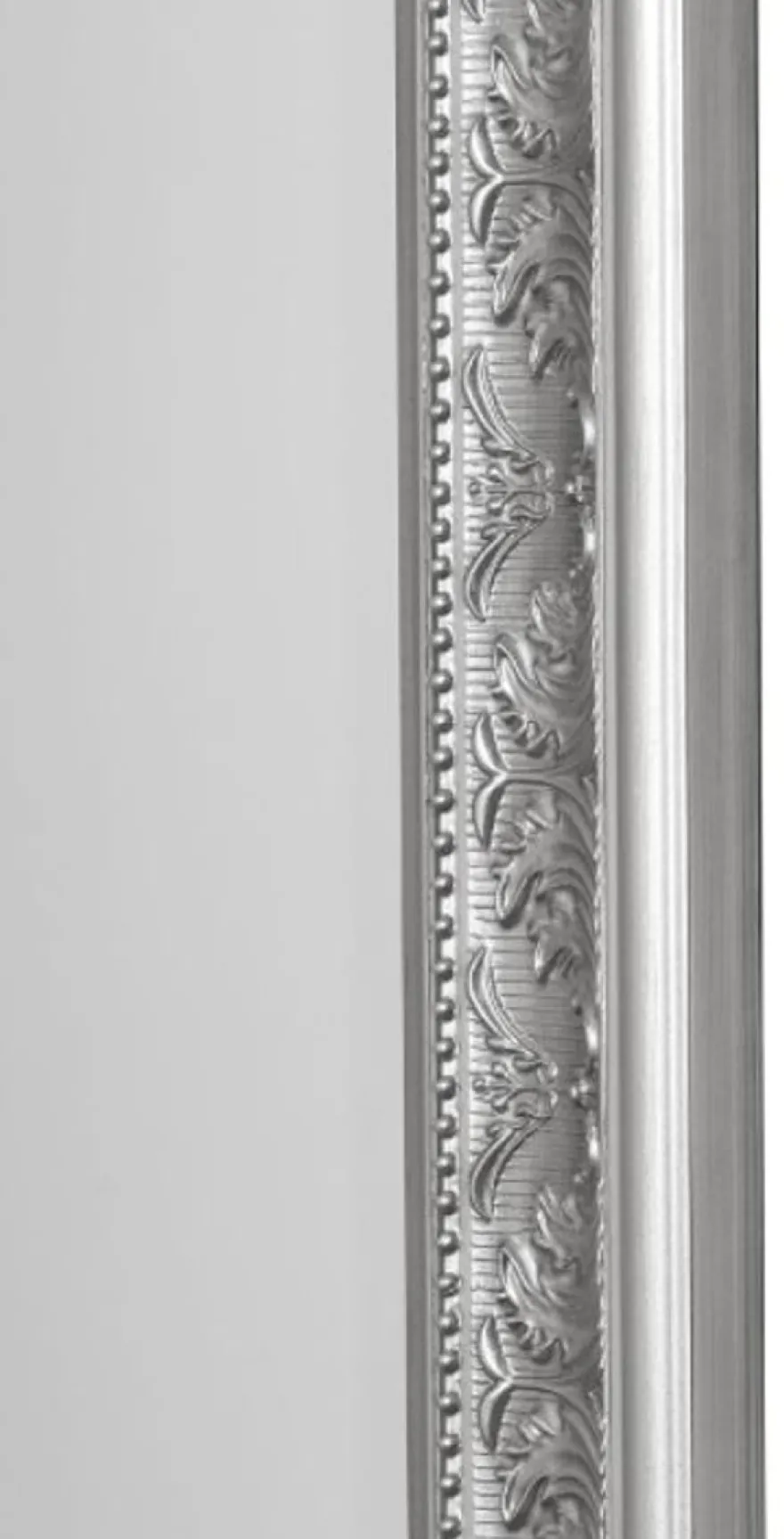 Casa Padrino Barock Standspiegel / Wandspiegel Silber 45 x H. 180 cm - Handgefertigter Spiegel mit Holzrahmen & wunderschönen Verzierungen