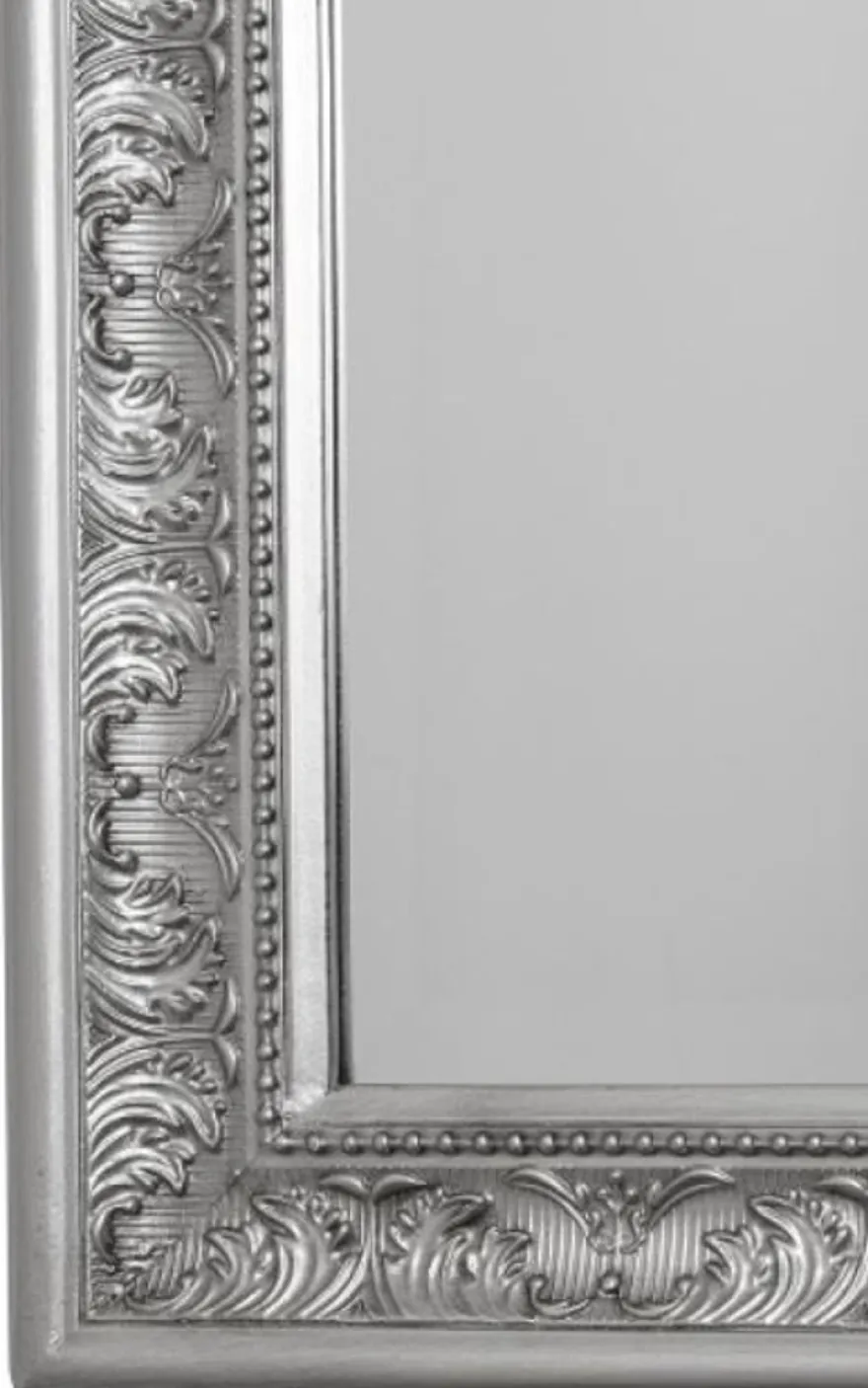 Casa Padrino Barock Standspiegel / Wandspiegel Silber 45 x H. 180 cm - Handgefertigter Spiegel mit Holzrahmen & wunderschönen Verzierungen